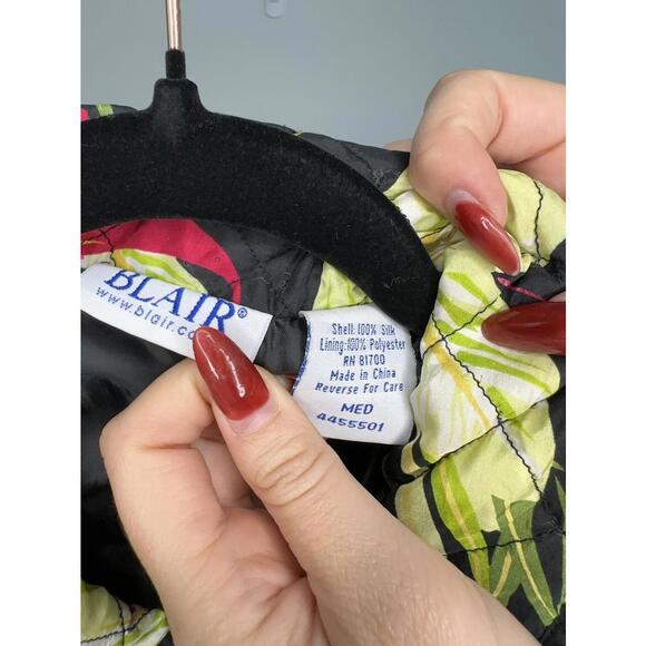 Blair Quilted Silk Floral Lightweight Jacket - Sz. M - Picture 3 of 5